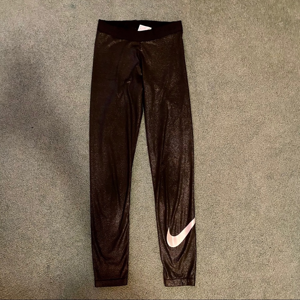 Nike black shiny sequined drifit athletic leggings